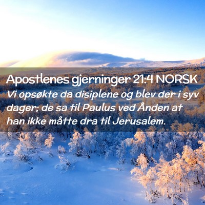 Picture 02 - Apostlenes gjerninger 21:4 NORSK - Vi opsøkte da disiplene og blev der i syv dager; - Bible Verse Picture