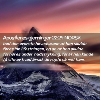 Picture 02 - Apostlenes gjerninger 22:24 NORSK - bød den øverste høvedsmann at han skulde - Bible Verse Picture