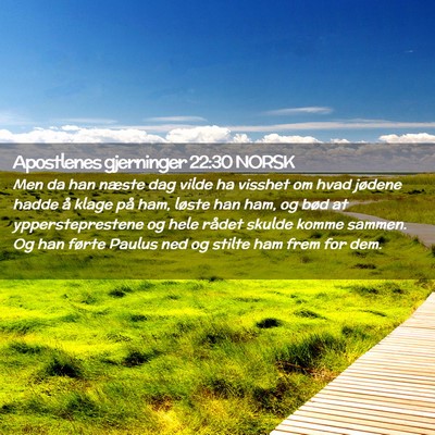 Picture 02 - Apostlenes gjerninger 22:30 NORSK - Men da han næste dag vilde ha visshet om hvad - Bible Verse Picture