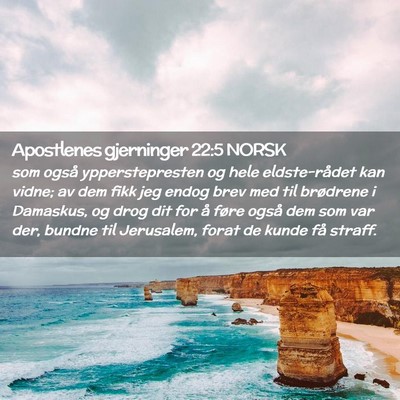 Picture 02 - Apostlenes gjerninger 22:5 NORSK - som også ypperstepresten og hele eldste-rådet - Bible Verse Picture