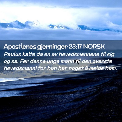 Picture 02 - Apostlenes gjerninger 23:17 NORSK - Paulus kalte da en av høvedsmennene til sig og - Bible Verse Picture