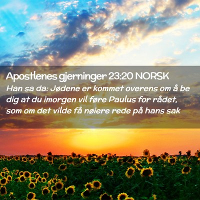 Picture 02 - Apostlenes gjerninger 23:20 NORSK - Han sa da: Jødene er kommet overens om å be dig - Bible Verse Picture