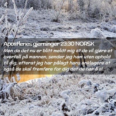 Picture 02 - Apostlenes gjerninger 23:30 NORSK - Men da det nu er blitt meldt mig at de vil gjøre - Bible Verse Picture
