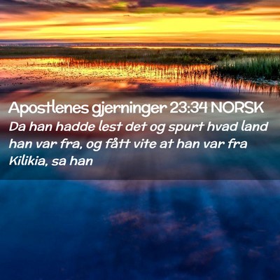 Picture 02 - Apostlenes gjerninger 23:34 NORSK - Da han hadde lest det og spurt hvad land han var - Bible Verse Picture