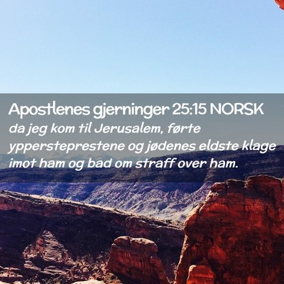 Picture 02 - Apostlenes gjerninger 25:15 NORSK - da jeg kom til Jerusalem, førte yppersteprestene - Bible Verse Picture