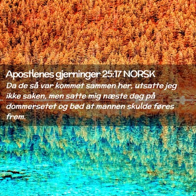 Picture 02 - Apostlenes gjerninger 25:17 NORSK - Da de så var kommet sammen her, utsatte jeg ikke - Bible Verse Picture