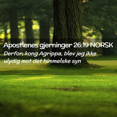 Picture 02 - Apostlenes gjerninger 26:19 NORSK - Derfor, kong Agrippa, blev jeg ikke ulydig mot - Bible Verse Picture