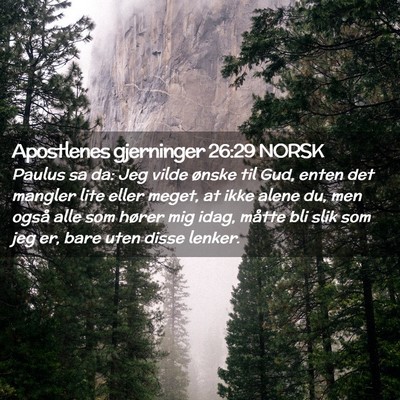 Picture 02 - Apostlenes gjerninger 26:29 NORSK - Paulus sa da: Jeg vilde ønske til Gud, enten det - Bible Verse Picture
