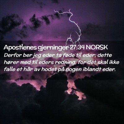 Picture 02 - Apostlenes gjerninger 27:34 NORSK - Derfor ber jeg eder ta føde til eder; dette - Bible Verse Picture