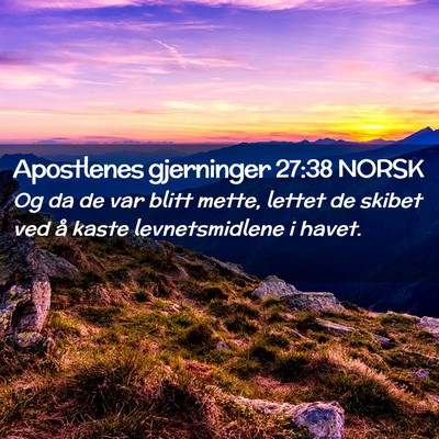 Picture 02 - Apostlenes gjerninger 27:38 NORSK - Og da de var blitt mette, lettet de skibet ved å - Bible Verse Picture