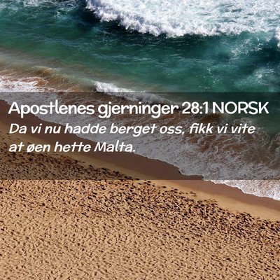 Picture 02 - Apostlenes gjerninger 28:1 NORSK - Da vi nu hadde berget oss, fikk vi vite at øen - Bible Verse Picture