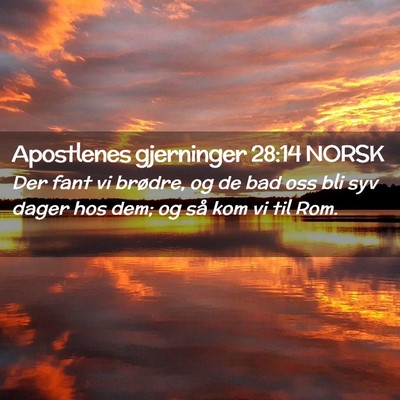Picture 02 - Apostlenes gjerninger 28:14 NORSK - Der fant vi brødre, og de bad oss bli syv dager - Bible Verse Picture