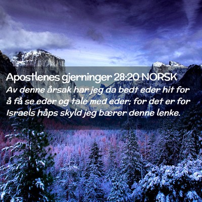 Picture 02 - Apostlenes gjerninger 28:20 NORSK - Av denne årsak har jeg da bedt eder hit for å - Bible Verse Picture
