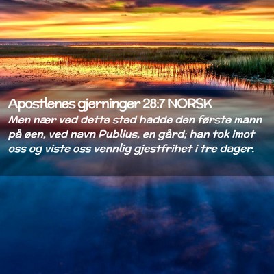 Picture 02 - Apostlenes gjerninger 28:7 NORSK - Men nær ved dette sted hadde den første mann - Bible Verse Picture