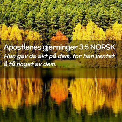Picture 02 - Apostlenes gjerninger 3:5 NORSK - Han gav da akt på dem, for han ventet å få - Bible Verse Picture