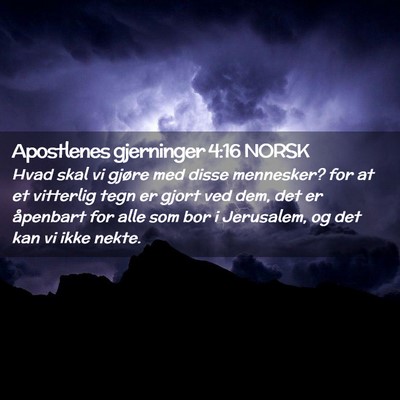 Picture 02 - Apostlenes gjerninger 4:16 NORSK - Hvad skal vi gjøre med disse mennesker? for at - Bible Verse Picture