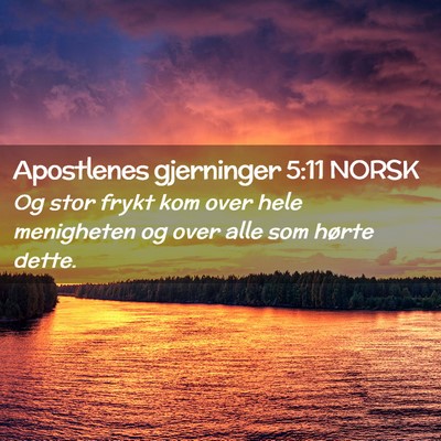 Picture 02 - Apostlenes gjerninger 5:11 NORSK - Og stor frykt kom over hele menigheten og over - Bible Verse Picture