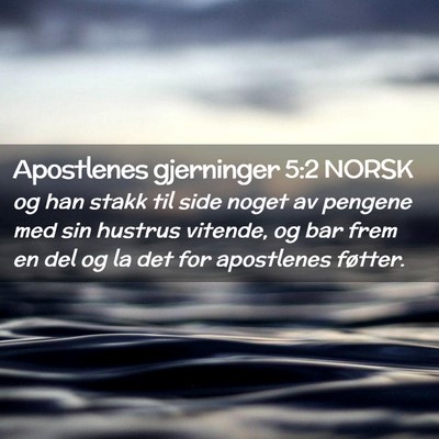 Picture 02 - Apostlenes gjerninger 5:2 NORSK - og han stakk til side noget av pengene med sin - Bible Verse Picture