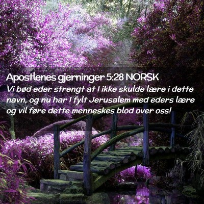 Picture 02 - Apostlenes gjerninger 5:28 NORSK - Vi bød eder strengt at I ikke skulde lære i - Bible Verse Picture