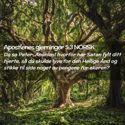 Picture 02 - Apostlenes gjerninger 5:3 NORSK - Da sa Peter: Ananias! hvorfor har Satan fylt ditt - Bible Verse Picture