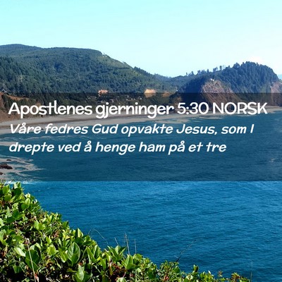 Picture 02 - Apostlenes gjerninger 5:30 NORSK - Våre fedres Gud opvakte Jesus, som I drepte ved - Bible Verse Picture
