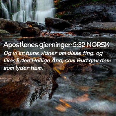Picture 02 - Apostlenes gjerninger 5:32 NORSK - Og vi er hans vidner om disse ting, og likeså - Bible Verse Picture