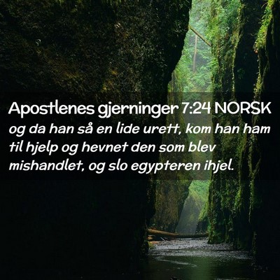 Picture 02 - Apostlenes gjerninger 7:24 NORSK - og da han så en lide urett, kom han ham til - Bible Verse Picture
