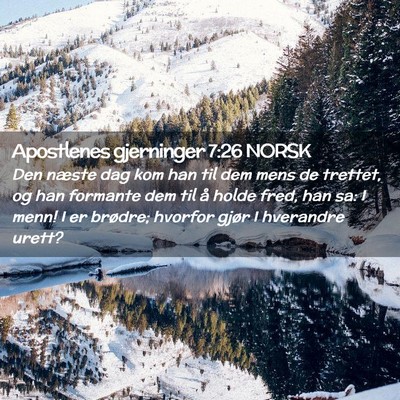 Picture 02 - Apostlenes gjerninger 7:26 NORSK - Den næste dag kom han til dem mens de trettet, - Bible Verse Picture