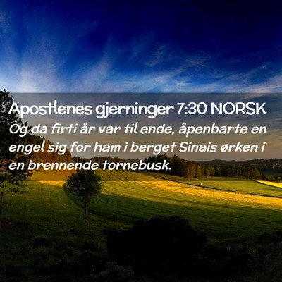 Picture 02 - Apostlenes gjerninger 7:30 NORSK - Og da firti år var til ende, åpenbarte en engel - Bible Verse Picture