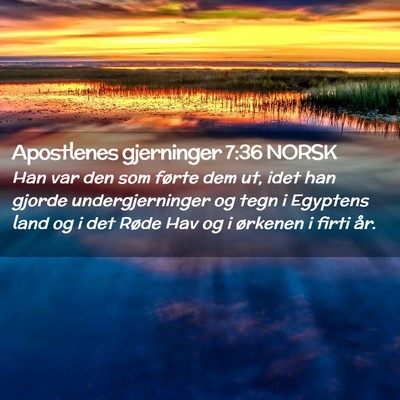 Picture 02 - Apostlenes gjerninger 7:36 NORSK - Han var den som førte dem ut, idet han gjorde - Bible Verse Picture