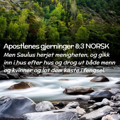 Picture 02 - Apostlenes gjerninger 8:3 NORSK - Men Saulus herjet menigheten, og gikk inn i hus - Bible Verse Picture