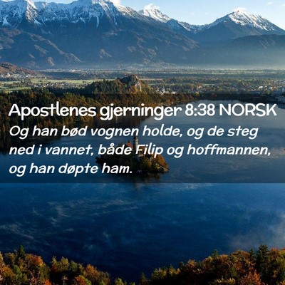 Picture 02 - Apostlenes gjerninger 8:38 NORSK - Og han bød vognen holde, og de steg ned i - Bible Verse Picture