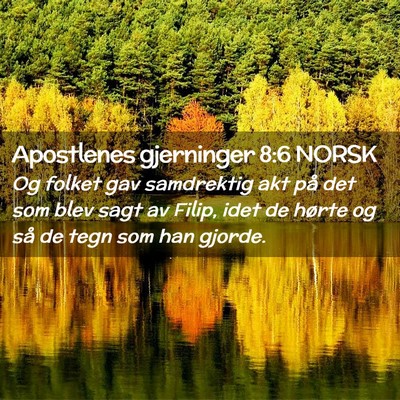 Picture 02 - Apostlenes gjerninger 8:6 NORSK - Og folket gav samdrektig akt på det som blev - Bible Verse Picture