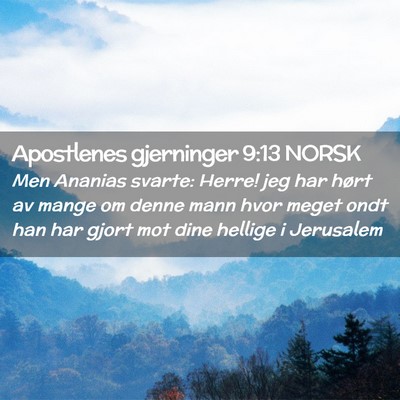 Picture 02 - Apostlenes gjerninger 9:13 NORSK - Men Ananias svarte: Herre! jeg har hørt av mange - Bible Verse Picture