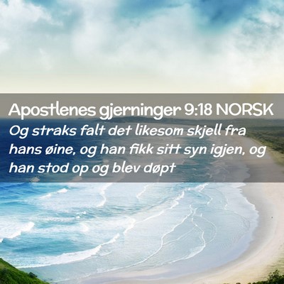 Picture 02 - Apostlenes gjerninger 9:18 NORSK - Og straks falt det likesom skjell fra hans øine, - Bible Verse Picture
