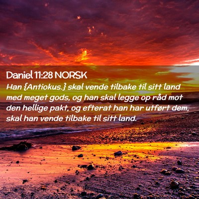Picture 02 - Daniel 11:28 NORSK - Han {Antiokus.} skal vende tilbake til sitt land - Bible Verse Picture