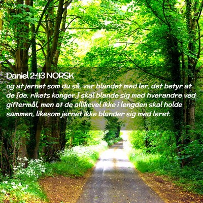 Picture 02 - Daniel 2:43 NORSK - og at jernet som du så, var blandet med ler, det - Bible Verse Picture