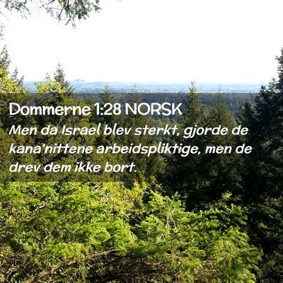Picture 02 - Dommerne 1:28 NORSK - Men da Israel blev sterkt, gjorde de kana'nittene - Bible Verse Picture