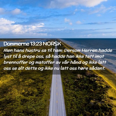Picture 02 - Dommerne 13:23 NORSK - Men hans hustru sa til ham: Dersom Herren hadde - Bible Verse Picture