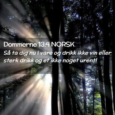 Picture 02 - Dommerne 13:4 NORSK - Så ta dig nu i vare og drikk ikke vin eller - Bible Verse Picture