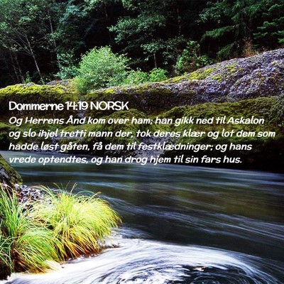 Picture 02 - Dommerne 14:19 NORSK - Og Herrens Ånd kom over ham; han gikk ned til - Bible Verse Picture
