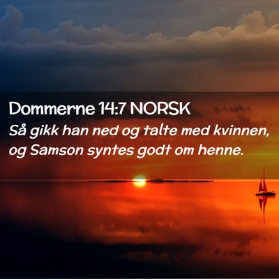 Picture 02 - Dommerne 14:7 NORSK - Så gikk han ned og talte med kvinnen, og Samson - Bible Verse Picture