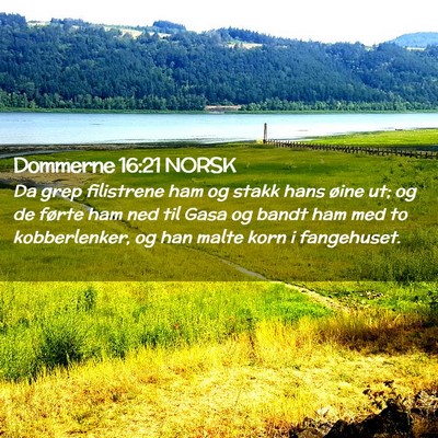 Picture 02 - Dommerne 16:21 NORSK - Da grep filistrene ham og stakk hans øine ut; og - Bible Verse Picture