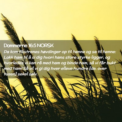 Picture 02 - Dommerne 16:5 NORSK - Da kom filistrenes høvdinger op til henne og sa - Bible Verse Picture