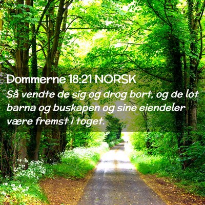 Picture 02 - Dommerne 18:21 NORSK - Så vendte de sig og drog bort, og de lot barna - Bible Verse Picture