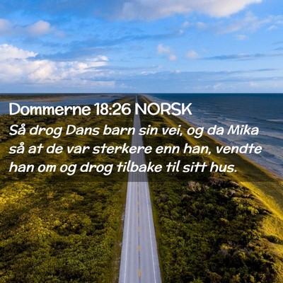 Picture 02 - Dommerne 18:26 NORSK - Så drog Dans barn sin vei, og da Mika så at de - Bible Verse Picture