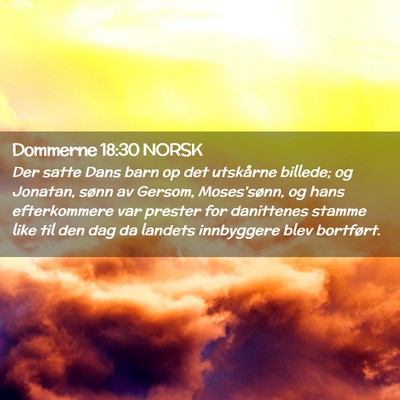 Picture 02 - Dommerne 18:30 NORSK - Der satte Dans barn op det utskårne billede; og - Bible Verse Picture