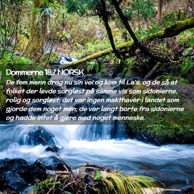 Picture 02 - Dommerne 18:7 NORSK - De fem menn drog nu sin vei og kom til La's, og - Bible Verse Picture