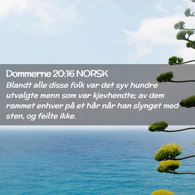 Picture 02 - Dommerne 20:16 NORSK - Blandt alle disse folk var det syv hundre - Bible Verse Picture