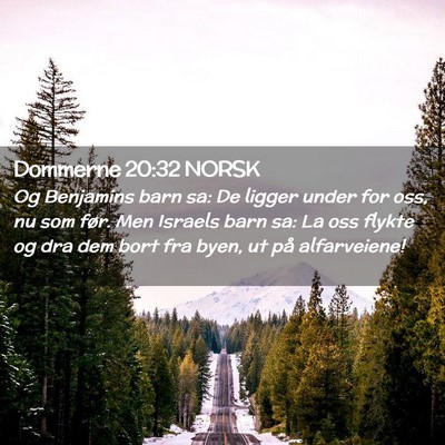 Picture 02 - Dommerne 20:32 NORSK - Og Benjamins barn sa: De ligger under for oss, nu - Bible Verse Picture